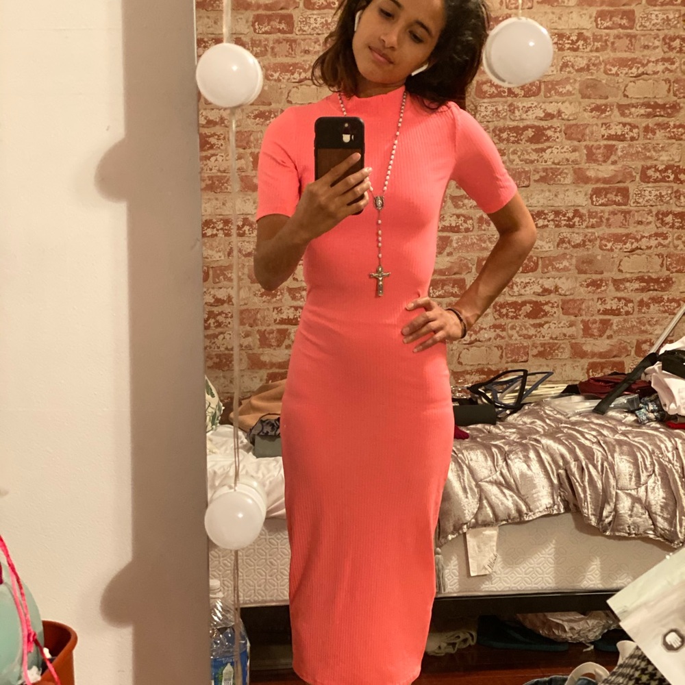 NWT Neon Midi Rib BodyCon Dress with Open Back - Picture 7 of 11